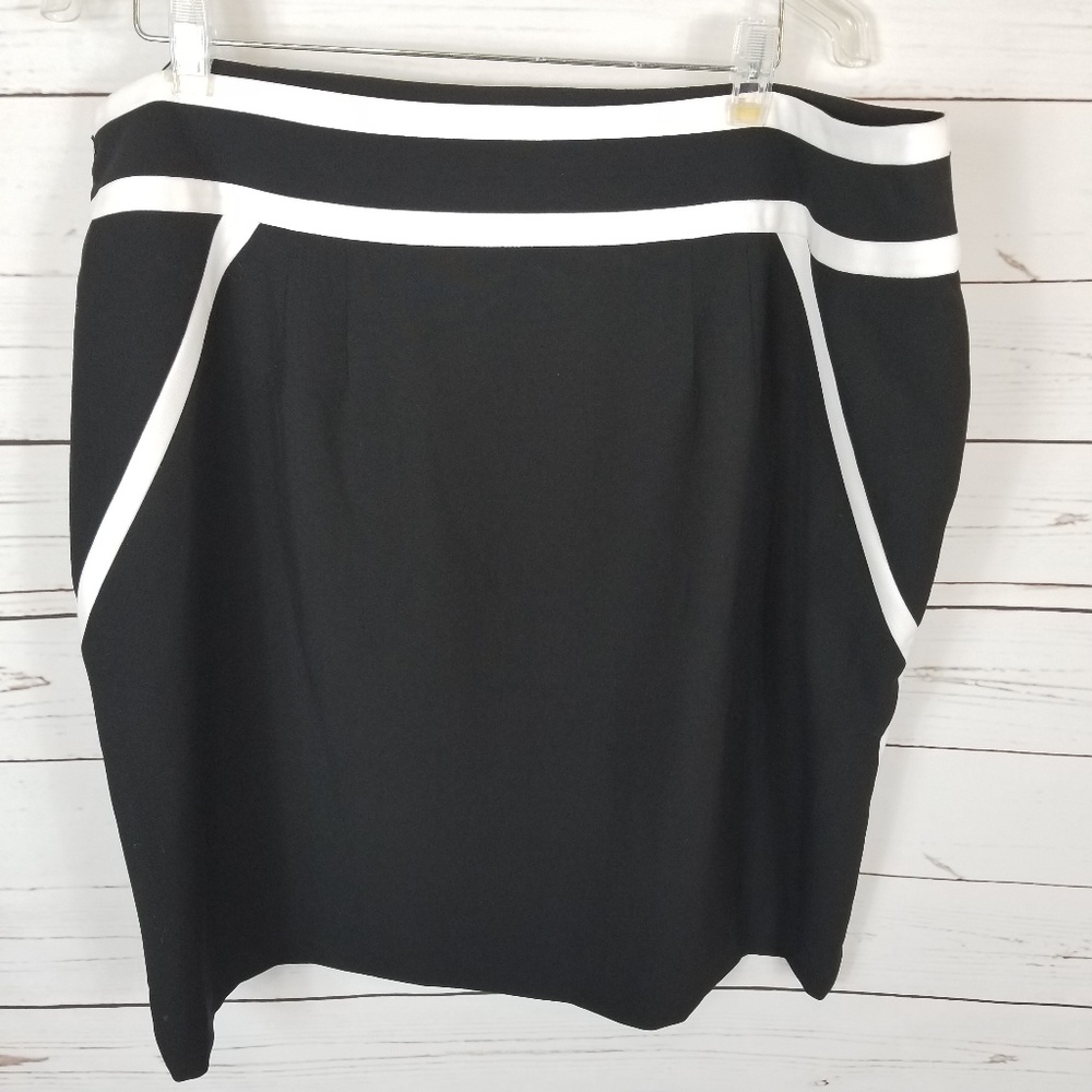 WORTHINGTON Black/White Zipper Career Skirt 18W